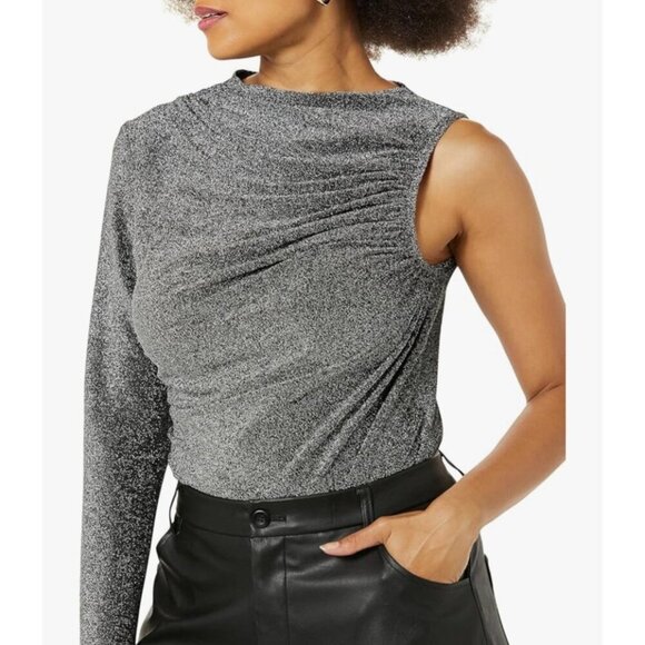 Terea Women's Emiliana One Shoulder Metallic Ruched Top size XXL NWT - Picture 2 of 6